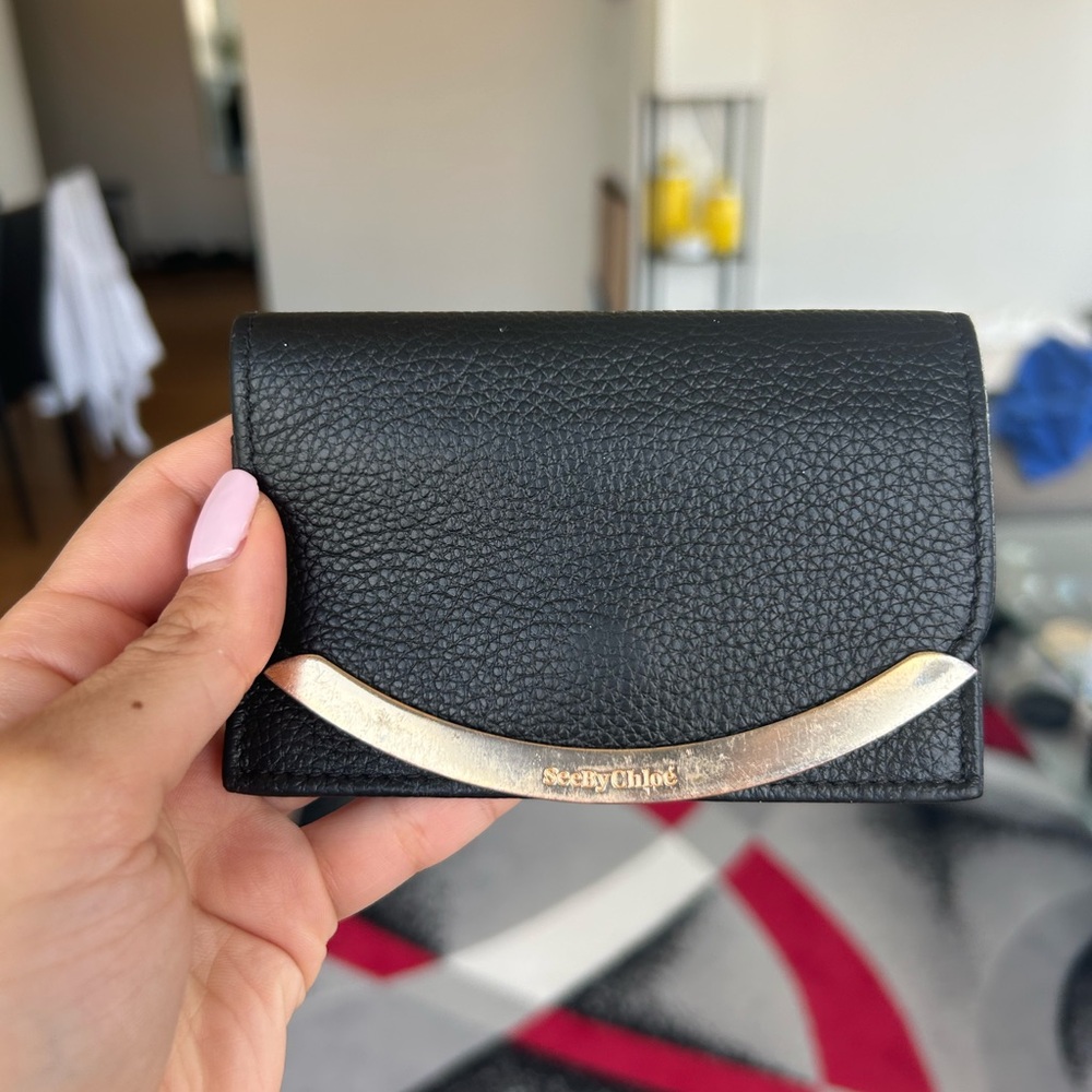 See By Chloe Black Wallet with Gold Detail